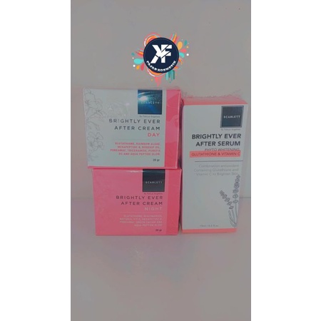 PAKET 3in1 PERAWATAN WAJAH MENCERAHKAN SCARLETT | Serum+Day & Night Cream Brightly Series