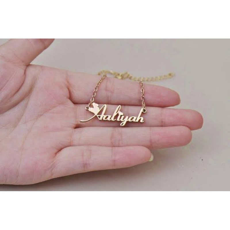 kalung custom ukir nama Gold plated