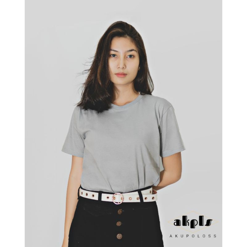 Kaos Polos Wanita Lengan Pendek Cotton Premium Abu Sedang