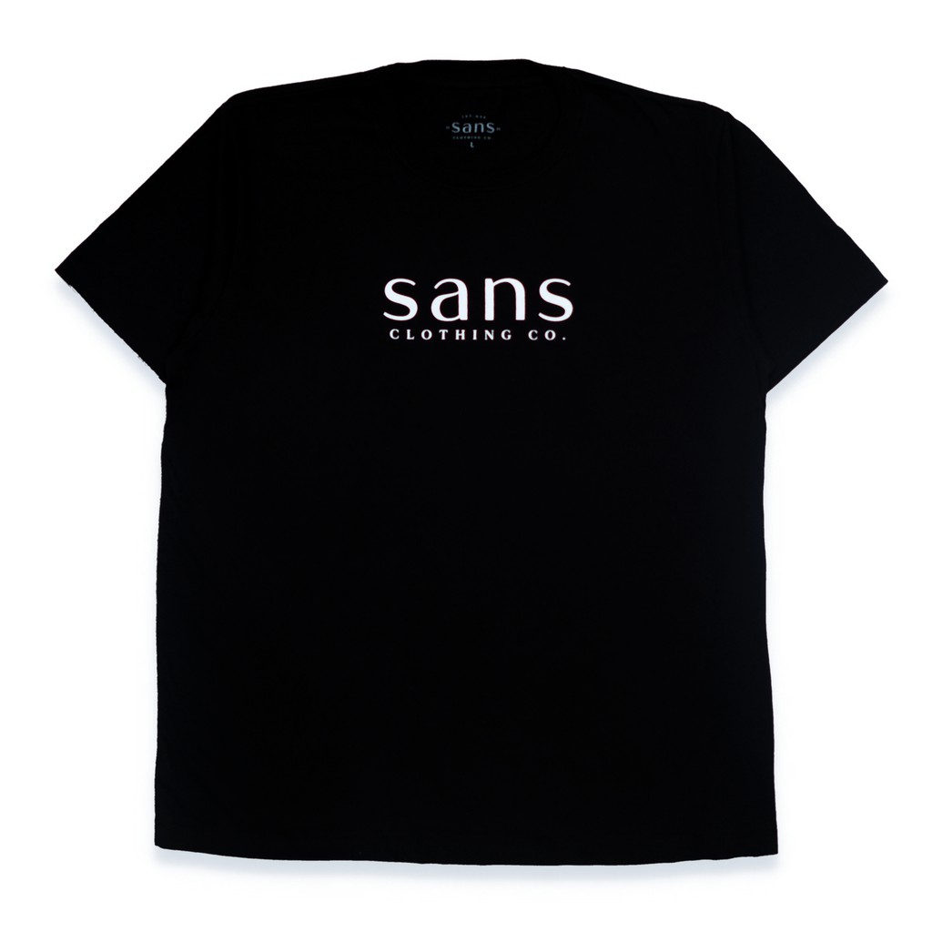 SANVANINA Baju Kaos Cotton Combed Unisex Sans Tee Black White Shirt | D-02