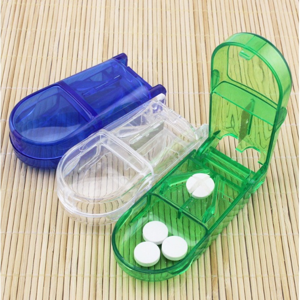 Kotak Obat Potong Pil Alat Pemotong Obat Tablet Medicine Box Organixer Obat Pil tablet Portable