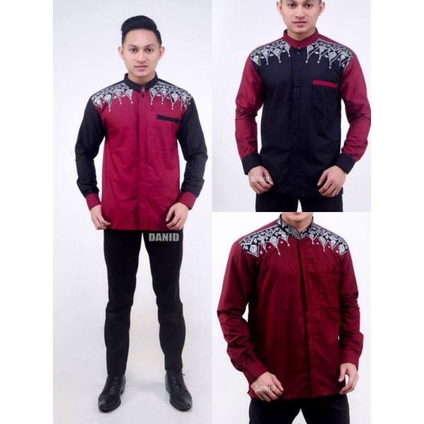 koko Lengan panjang warna Maroon kombinasi GB0022