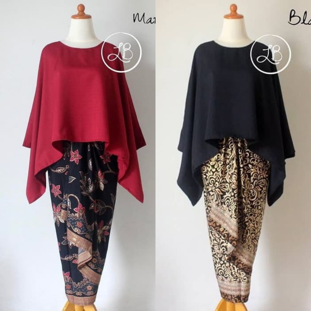 SETELAN KEBAYA WANITA MODEL BATWING / KALONG BAWAHAN ROK LILIT ROK LILIT ANEKA WARNA