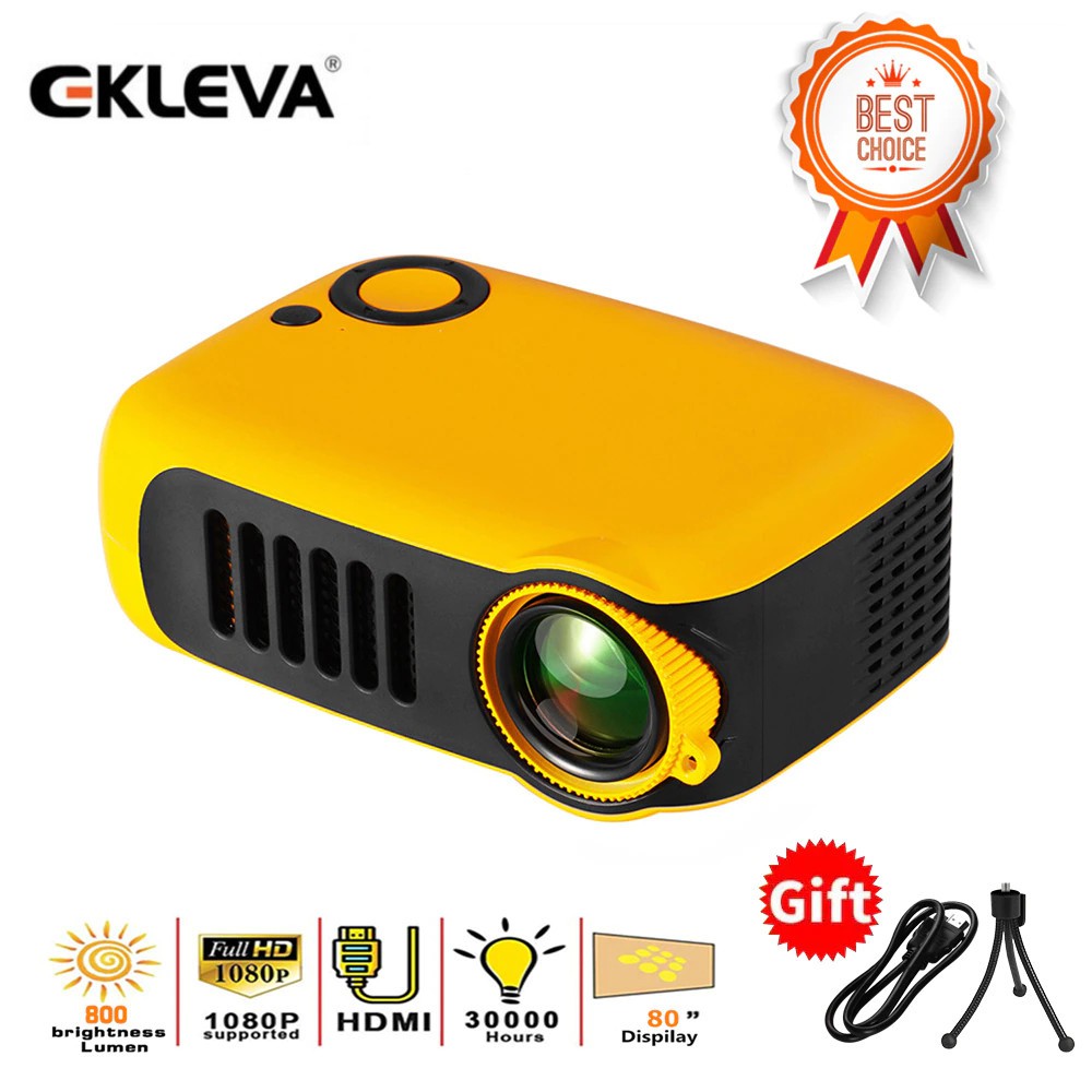 Ekleva A2000 Mini Portable Projector 320x240 Pixel 800 Lumens LED HomeLayar proyektor 60 inci gratis