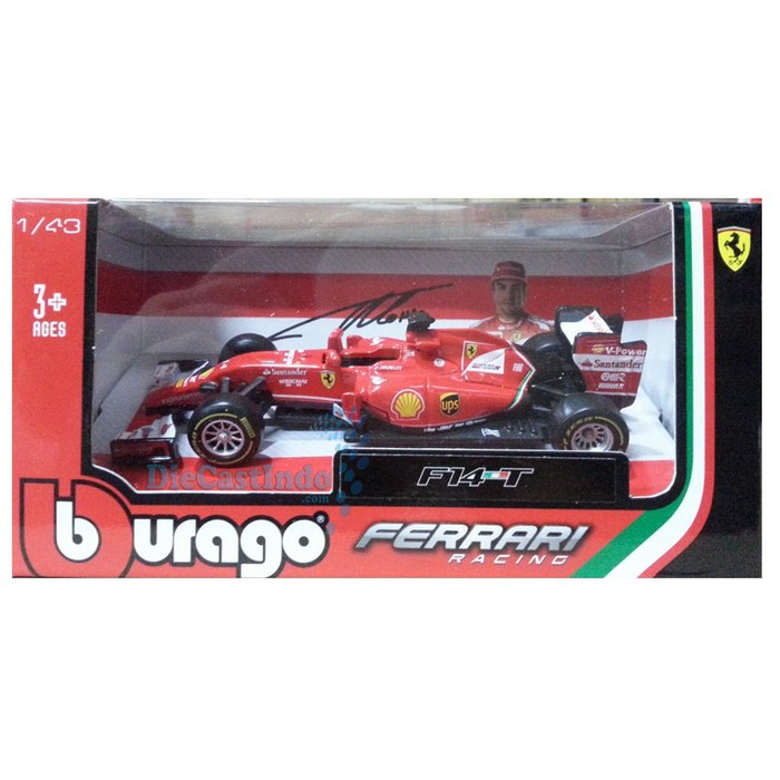 Bburago - Ferrari F14-T Fernando Alonso No. 14 Skala 1:43 - A7A9C3 - Original Asli