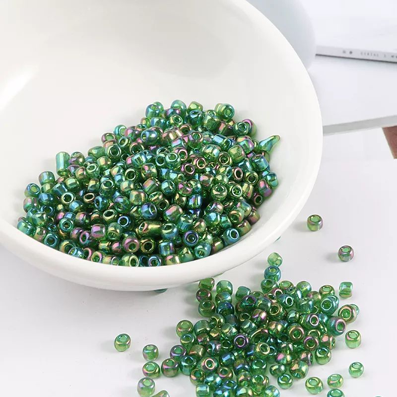 manik-manik Payet mote pasir 12/o hijau botol pelangi 100gr