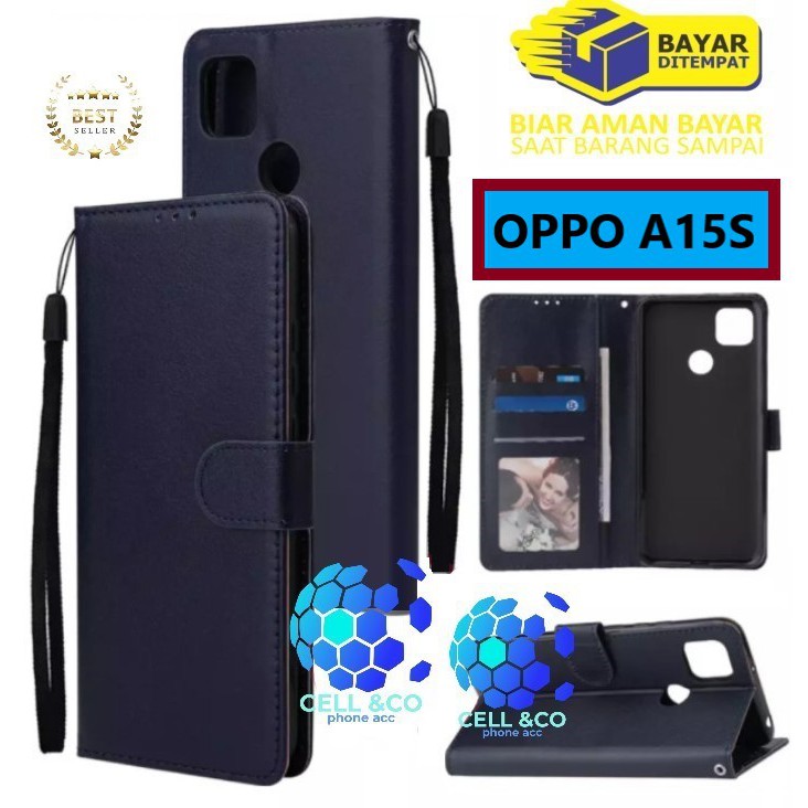 Flip cover OPPO A15s Flip case buka tutup kesing hp casing flip case leather wallet