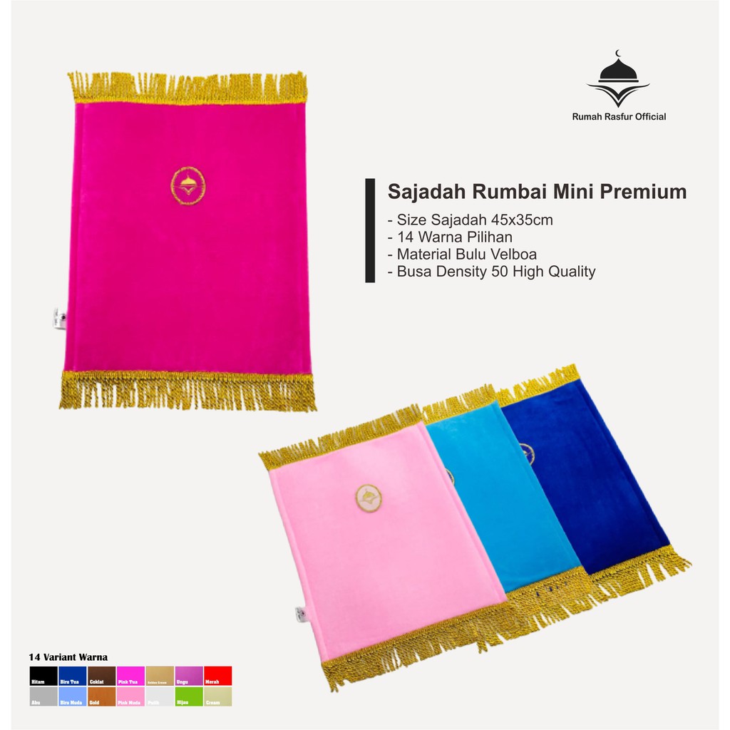 SAJADAH MUKA SIZE S /SAJADAH ANAK BULU RUMBAI BONUS TASBIH-2