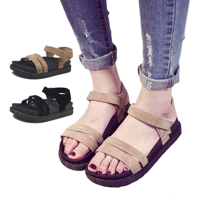  Bayar Di Tempat Fashion  Wanita  Sandal Flat Model Roman 