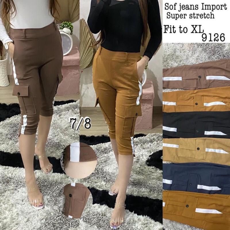 Celana Cargo List 7/8 SoftJeans Stretch Import