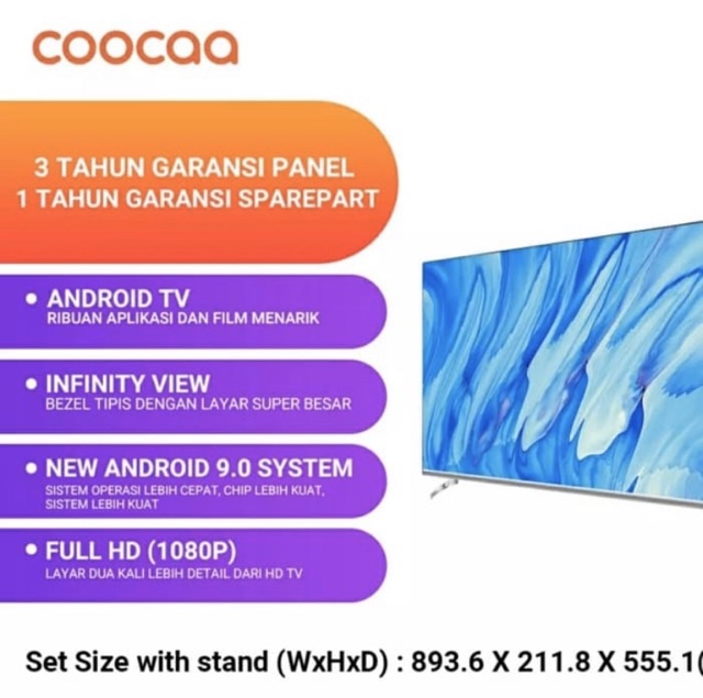 COOCAA LED TV 40S6G SMART ANDROID 9.0 NETFLIX FHD - 40 Inch GARANSI RESMI 3 TAHUN