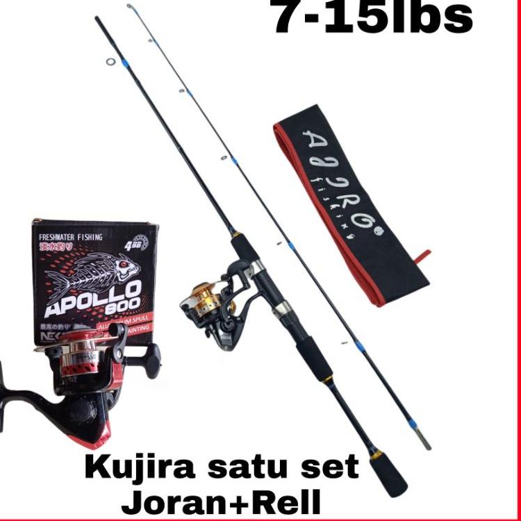 Lagi Tren.. satu set joran pancing spinning kaku lentur fiber solid murah kuat ajiro kujira+rell Apo