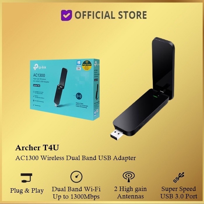 TP-LINK AC1300 Wireless Dual Band USB Adapter Archer T4U