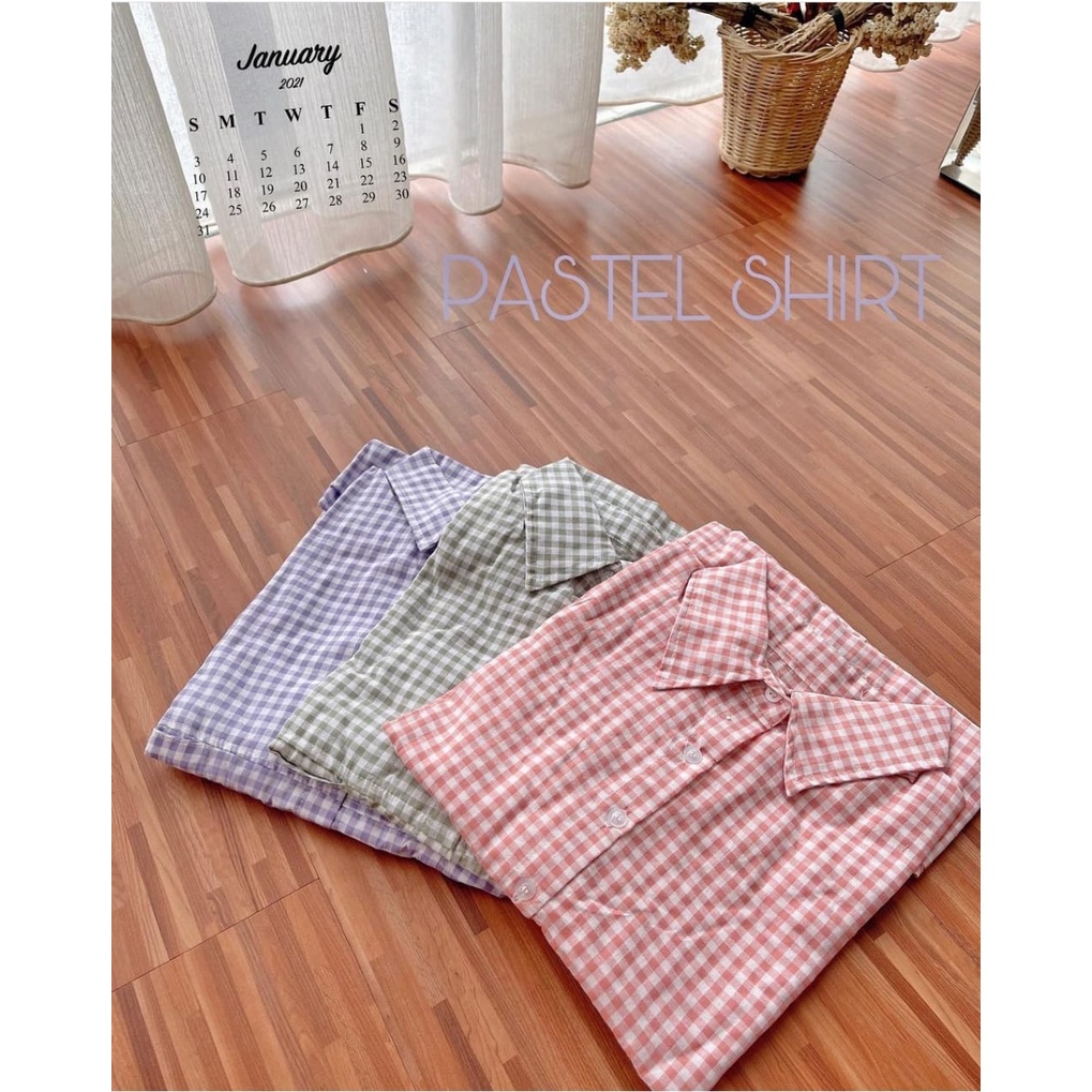 BEFAST - ZEC OOTD Wanita Kemeja JIA / Kemeja Oversize Pastel / Kemeja Lengan Panjang / Kemeja Motif