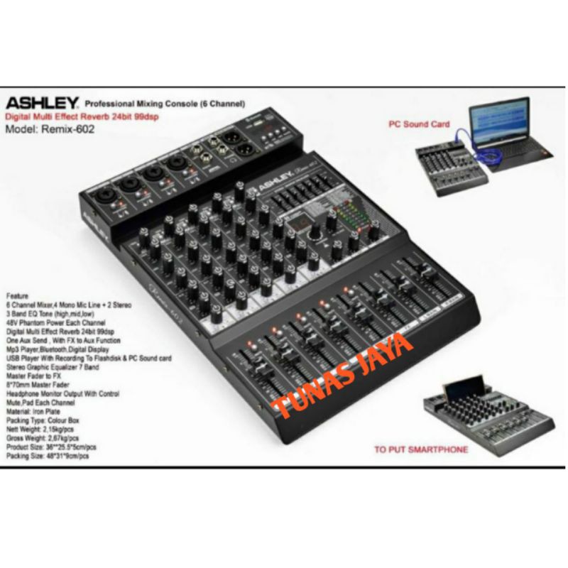 MIXER ASHLEY REMIX602 MIXER ASHLEY 6 CHANNEL REMIX 602 ORIGINAL ASHLEY