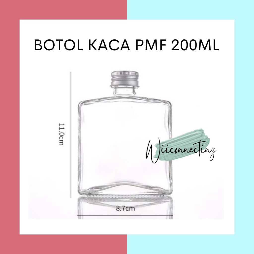 Botol Kaca Polos Persegi 250ml /200ml / 100ml / 50ml Botol Kaca Susu Kopi Madu Juice Minuman