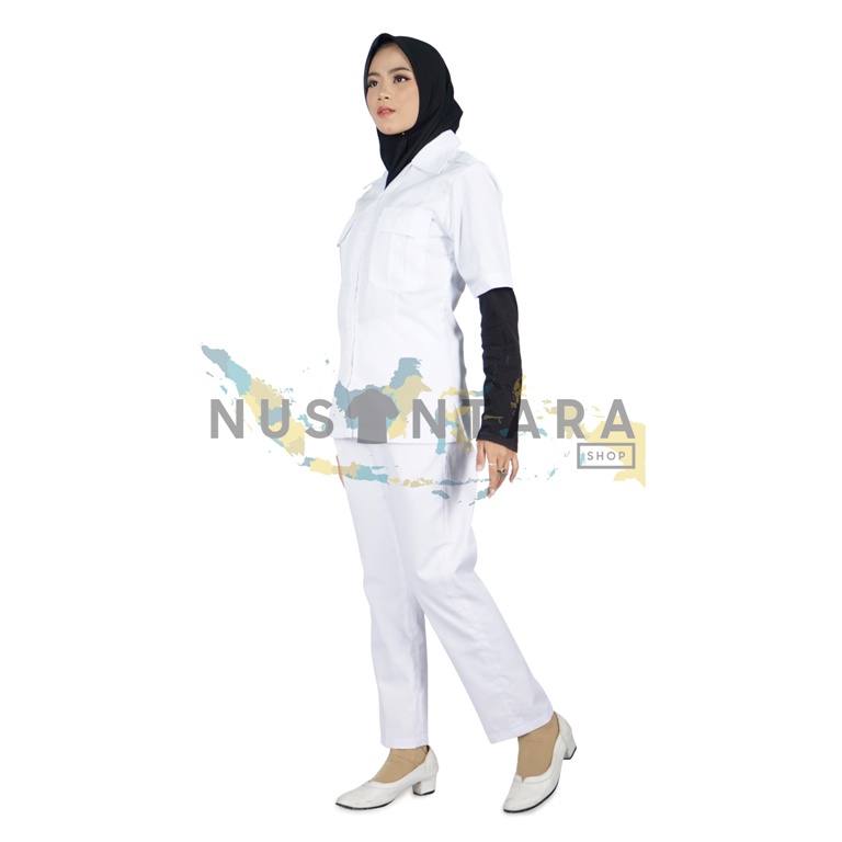 Seragam Pns Putih Wanita Lengan Pendek Setelan Kemeja Pdh ROK &amp; CELANA Seragam Paskibra Wanita Kemeja Pdh Wanita Baju Putih Pns