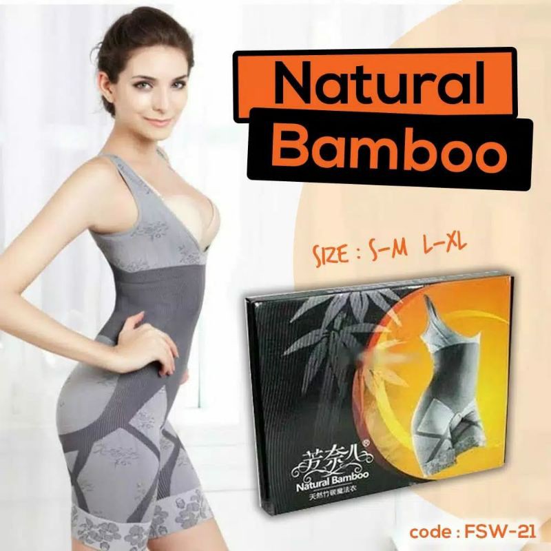 Natural Bamboo Slimming Suit - Pakaian Bambo Pelangsing [Pakai BOX] Bambu