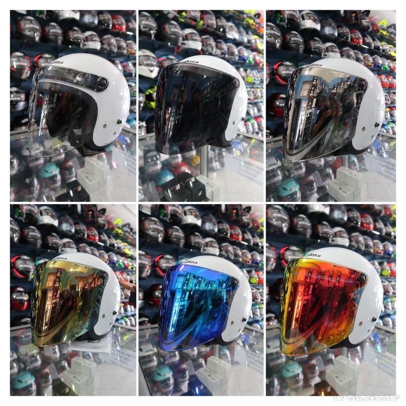 kaca helm bogo retro visor venom injak iridium blue gold pelangi