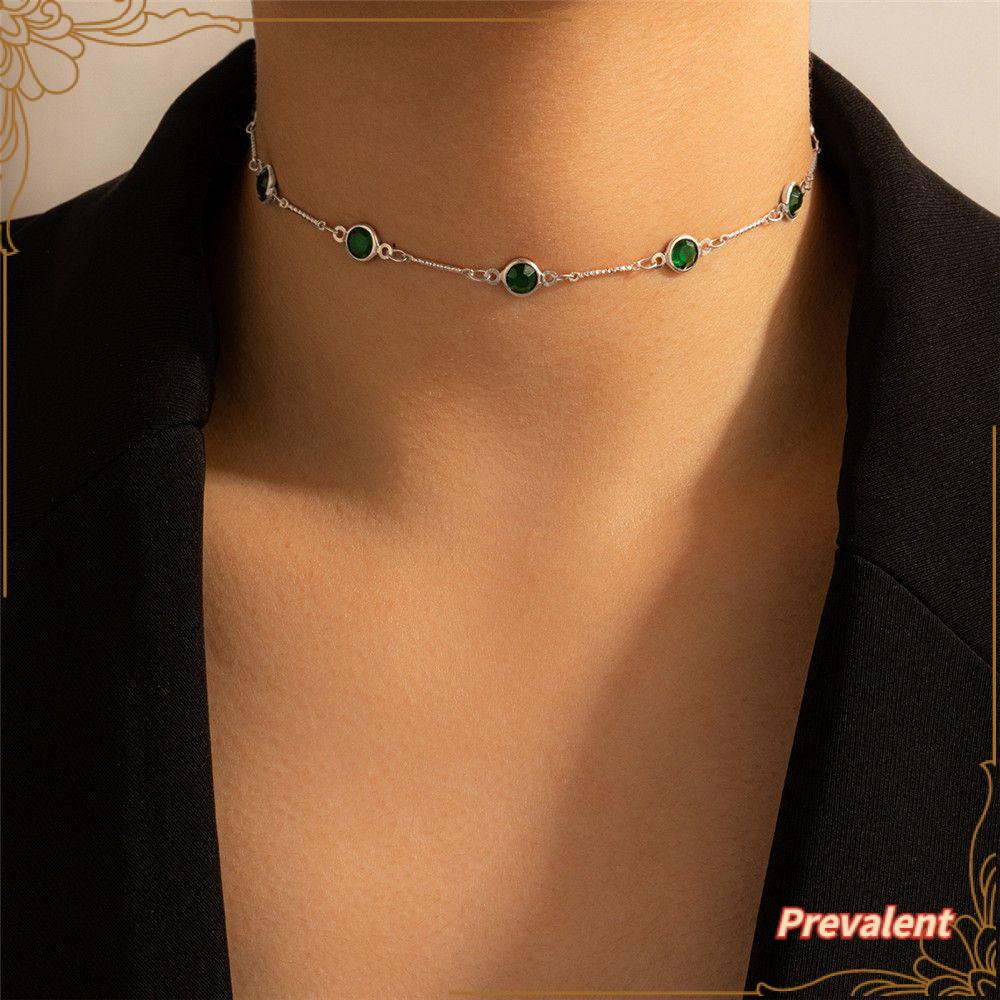 Kalung Handmade Bahan Alloy Metal Dengan Berlian Imitasi Warna Goldsilverhijau Untuk Wanita
