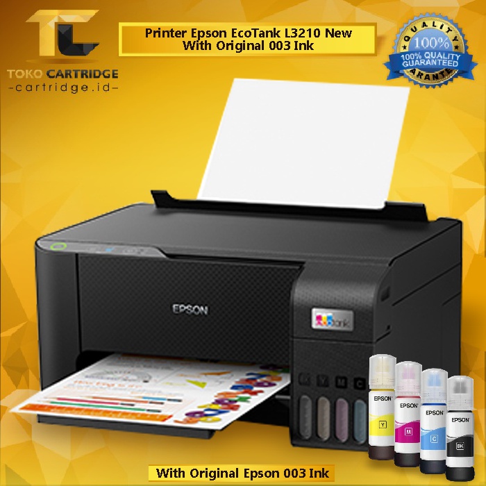 Printer Epson EcoTank L3210 All-in-One (Print - Scan - Copy) New, Pengganti Epson L3110 Multifungsi Print Photo Warna Foto Original