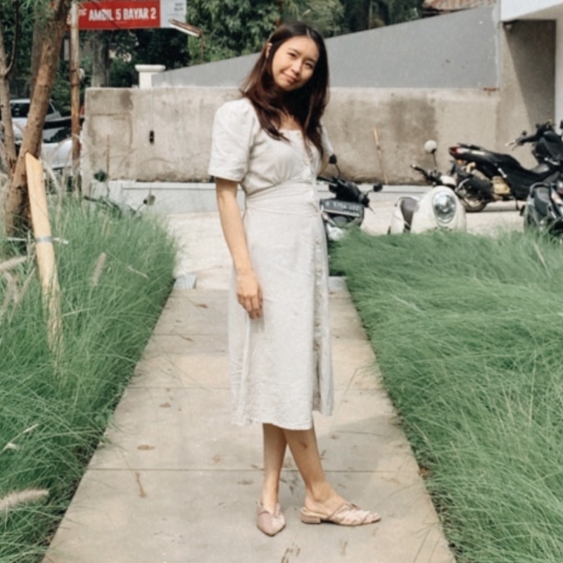 Button Dress Linen Preloved