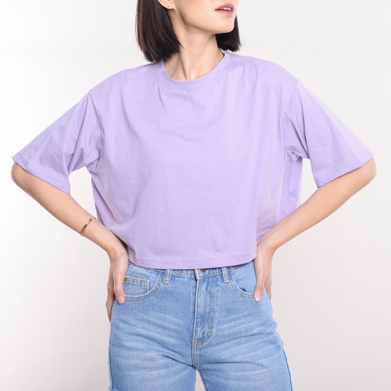 ATASAN TOP KOREA  CROP TEE OVERSIZED CROP TOP OVERSIZED BAJU WANITA CROPTOP POLOS PREMIUM