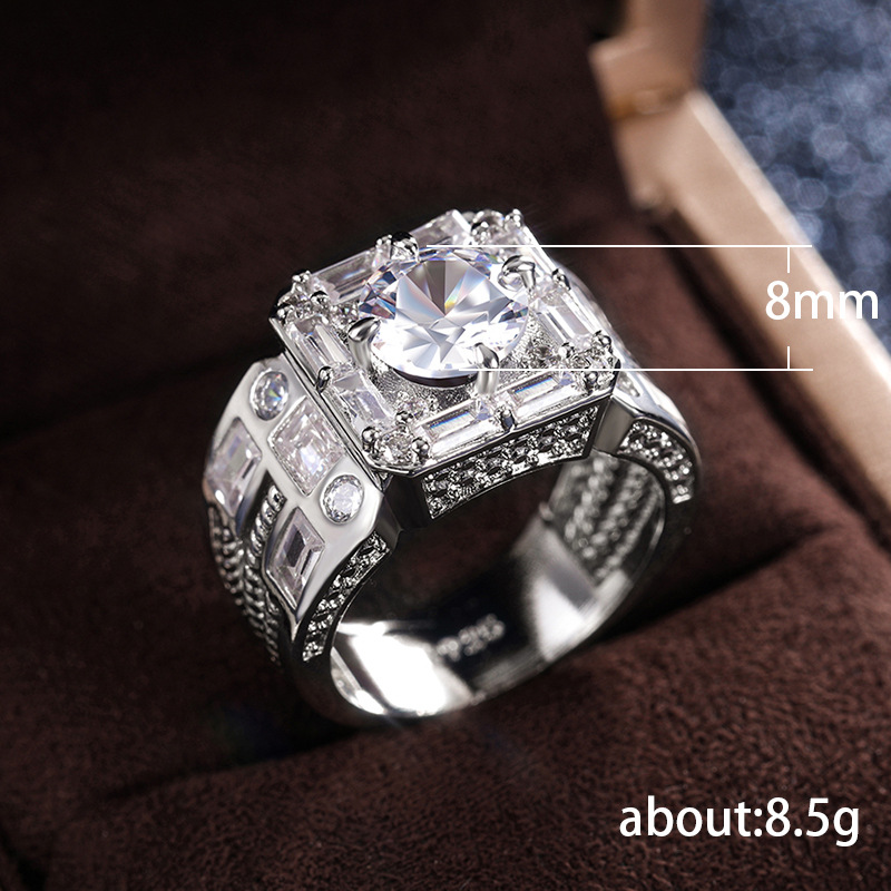 Cincin Kristal Berlian Rose Gold Perak Pria Wanita Fashion Kawin Baja Titanium Rings