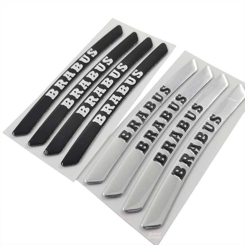 4pcs Stiker Emblem / Badge Logo Brabus Bahan Aluminum Untuk Dekorasi Ban Mobil Mercedes Brabus