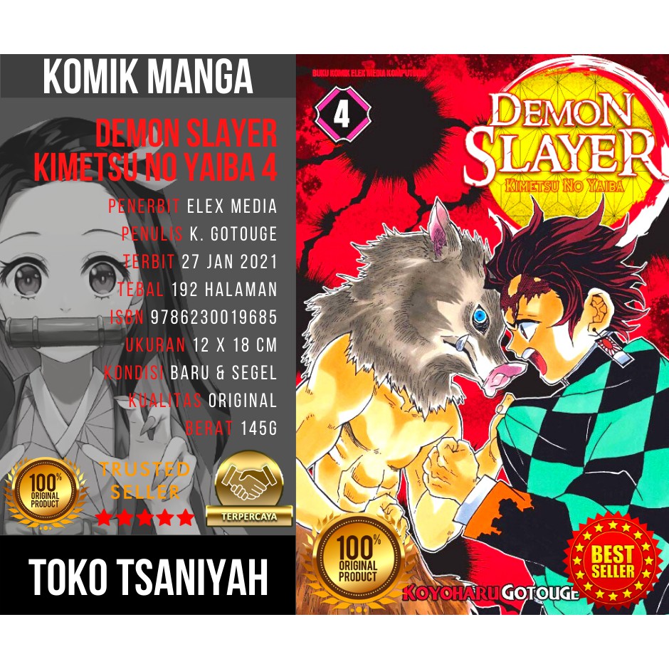 Buku Komik Manga Demon Slayer Kimetsu No Yaiba 04 Koyoharu Gotouge Komik Hantu Horror Anime Misteri