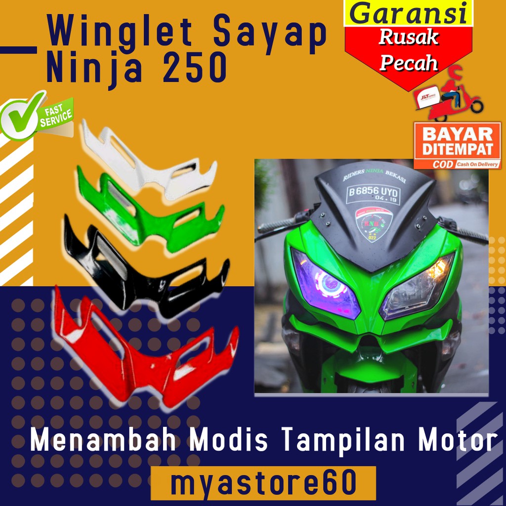 Winglet Ninja 250 Fi Karbu Sayap Depan Ninja 250 Fi Karbu Aksesoris Accesoris Variasi Ninja 250