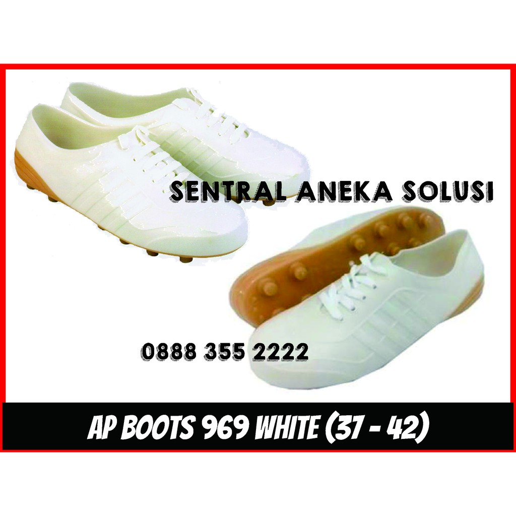 Ap Boots 969 Putih Sol Penthel Sepatu Futsal Sepak Bola Berkebun Pole Pool Mancing Pantai Anti Slip