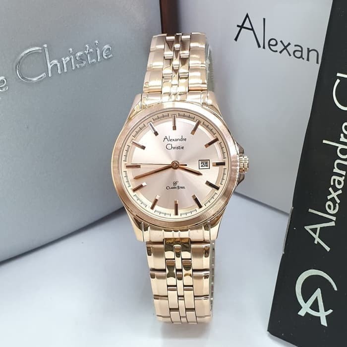 JAM TANGAN WANITA ALEXANDRE CHRISTIE AC 8402 / AC8402 FULL ROSEGOLD ORIGINAL