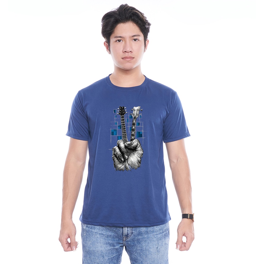 Kaos Oblong Pendek Gambar Gitar Tangan