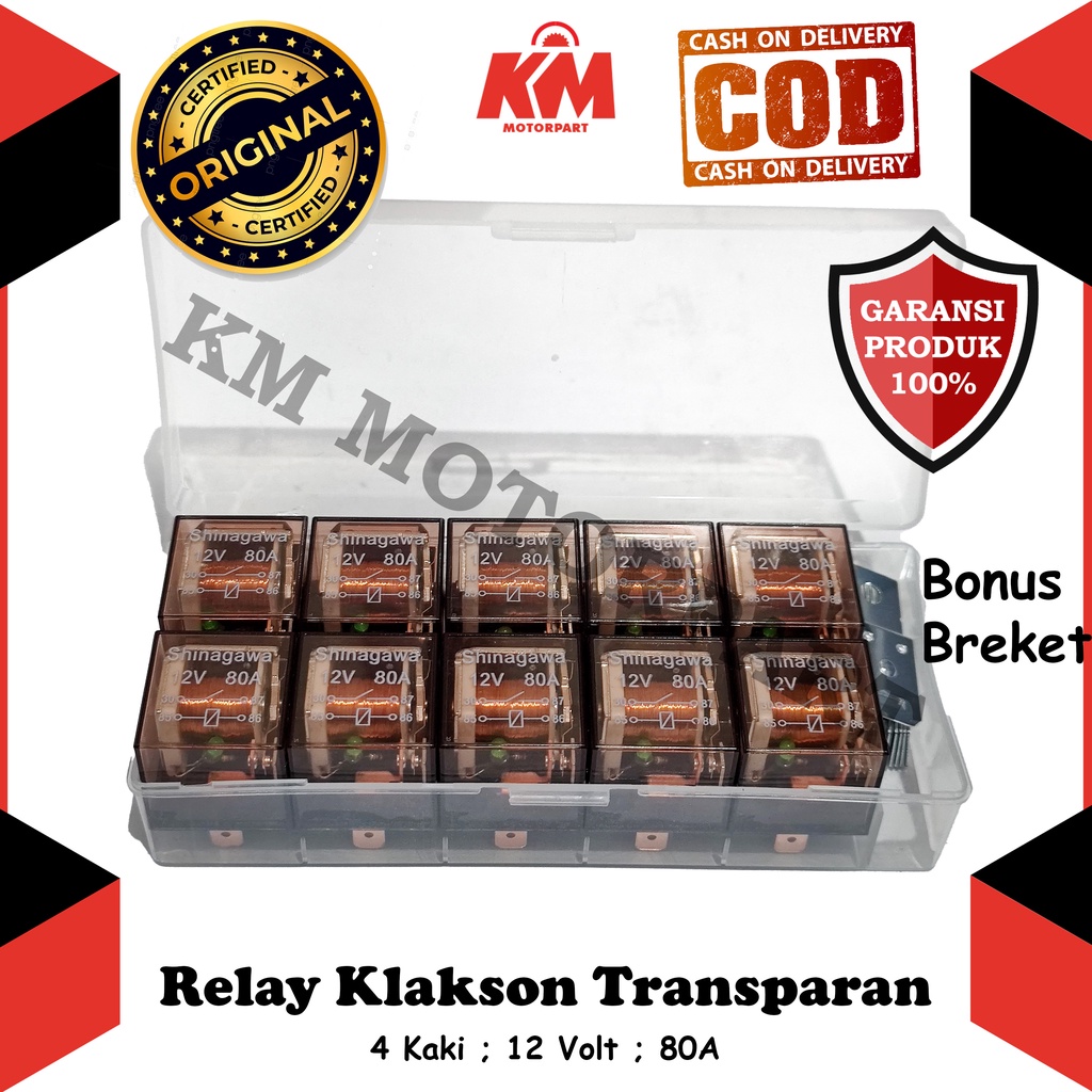 Relay Klakson Transparan Kaki 4 12 Volt Lampu Motor Dll