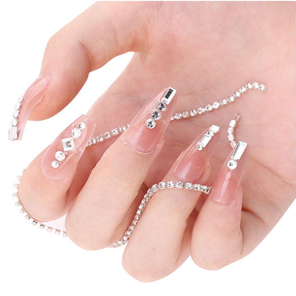 AUGUSTINA Agustina Nail Art Rhinestones Warna-Warni Aksesoris Fashion Permata Batu Persegi Panjang AB Kristal Manicure Charms