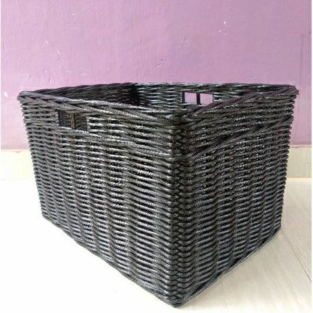 Keranjang rotan penyimpan barang keranjang binatu rotan asli bukan sintetis persegi 40x30x25 cm