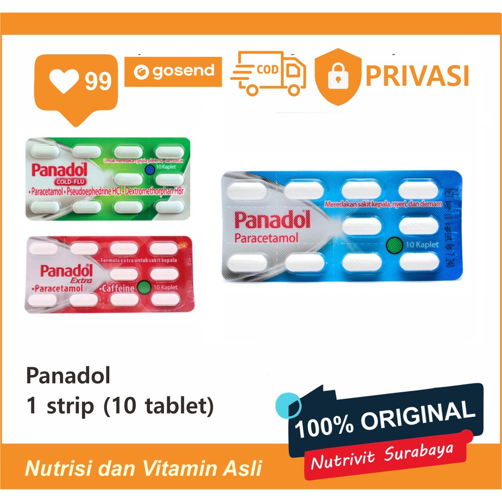 PANADOL BIRU/HIJAU/MERAH ISI 10 TABLET