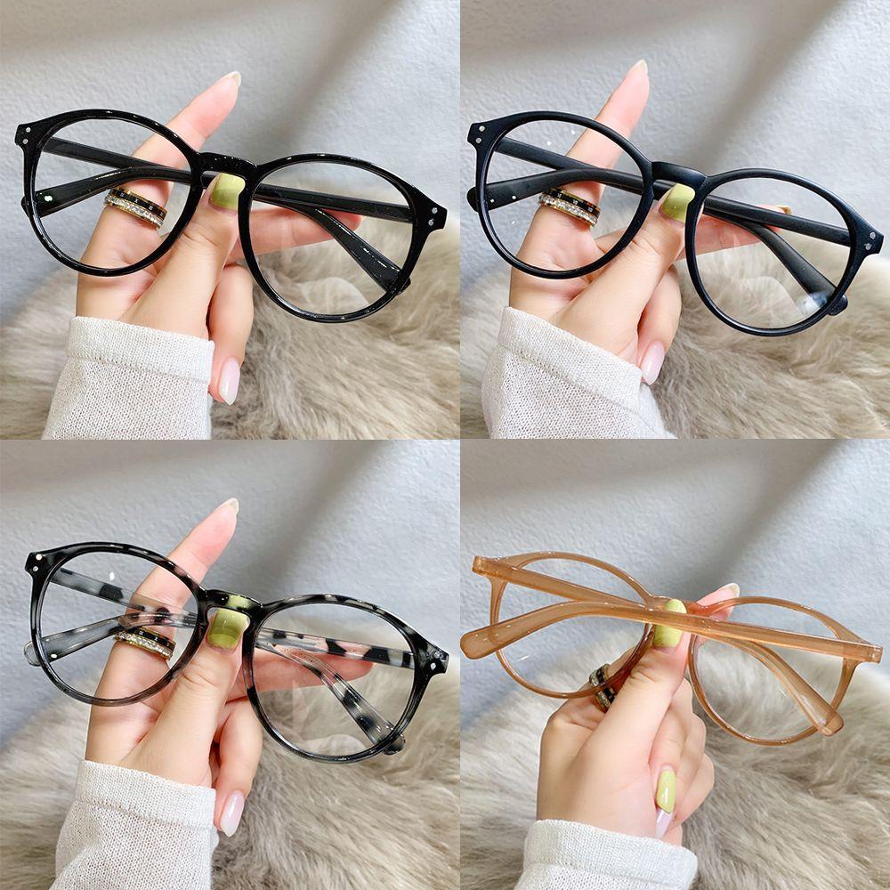 Lily -1.0~-4.0 Kacamata Myopia Vintage Perlindungan UV Brown/Black/Leopard Print Flat Mirror Eyewear