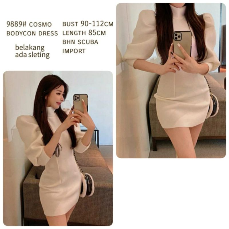 MDLV ~ 9889 Cosmo Bodycon Dress Women Party Knit Dress Premium Dress pesta Rjaut Dress Natal Dress Sincia Dress Rajut Premium Fashion Import