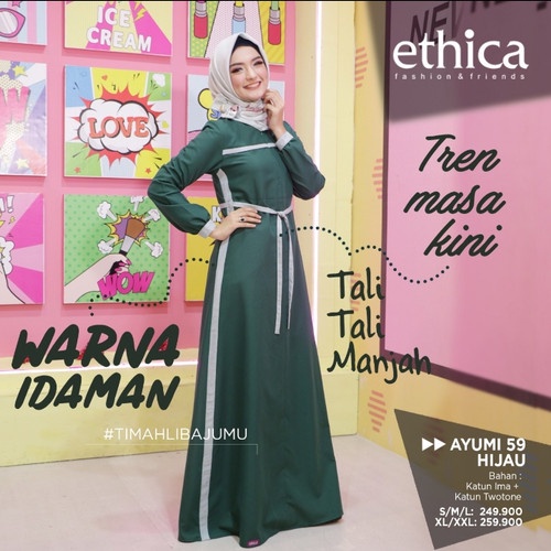 Ayumi 59 Biru Hijau Gamis Ethica