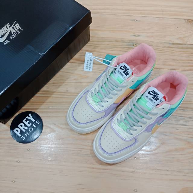 NIKE AIR FORCE ONE LOW SHADOW IVORY CREAM AND MULTICOLLOR