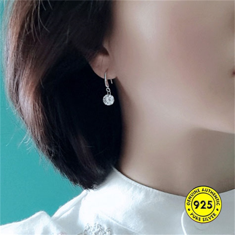 Anting Tusuk Sterling Silver 925 Dengan Berlian Imitasi Untuk Wanita