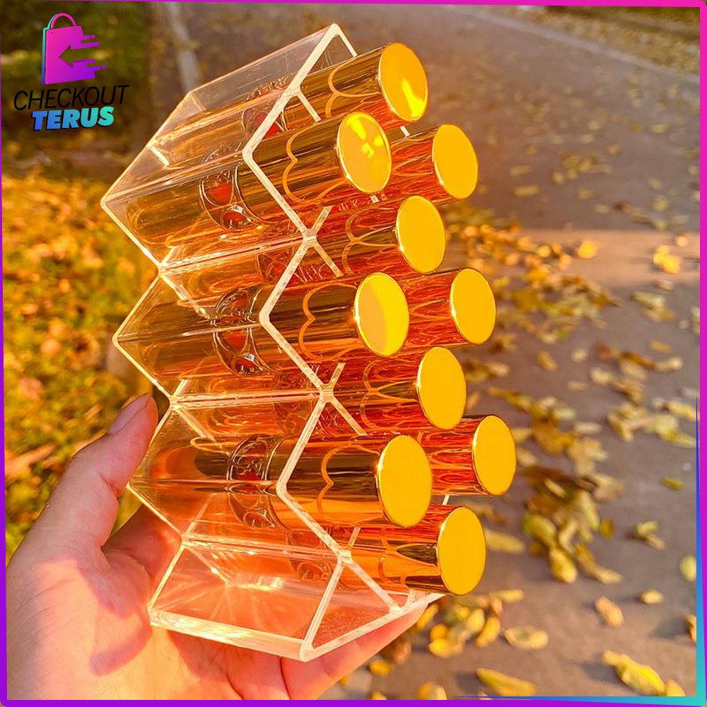CT K10 Kotak Lipstik Acrylic 10 Slot Rak Kosmetik Lipstick Organizer Rak Makeup Tempat Penyimpanan Lipstik Bahan Akrilik