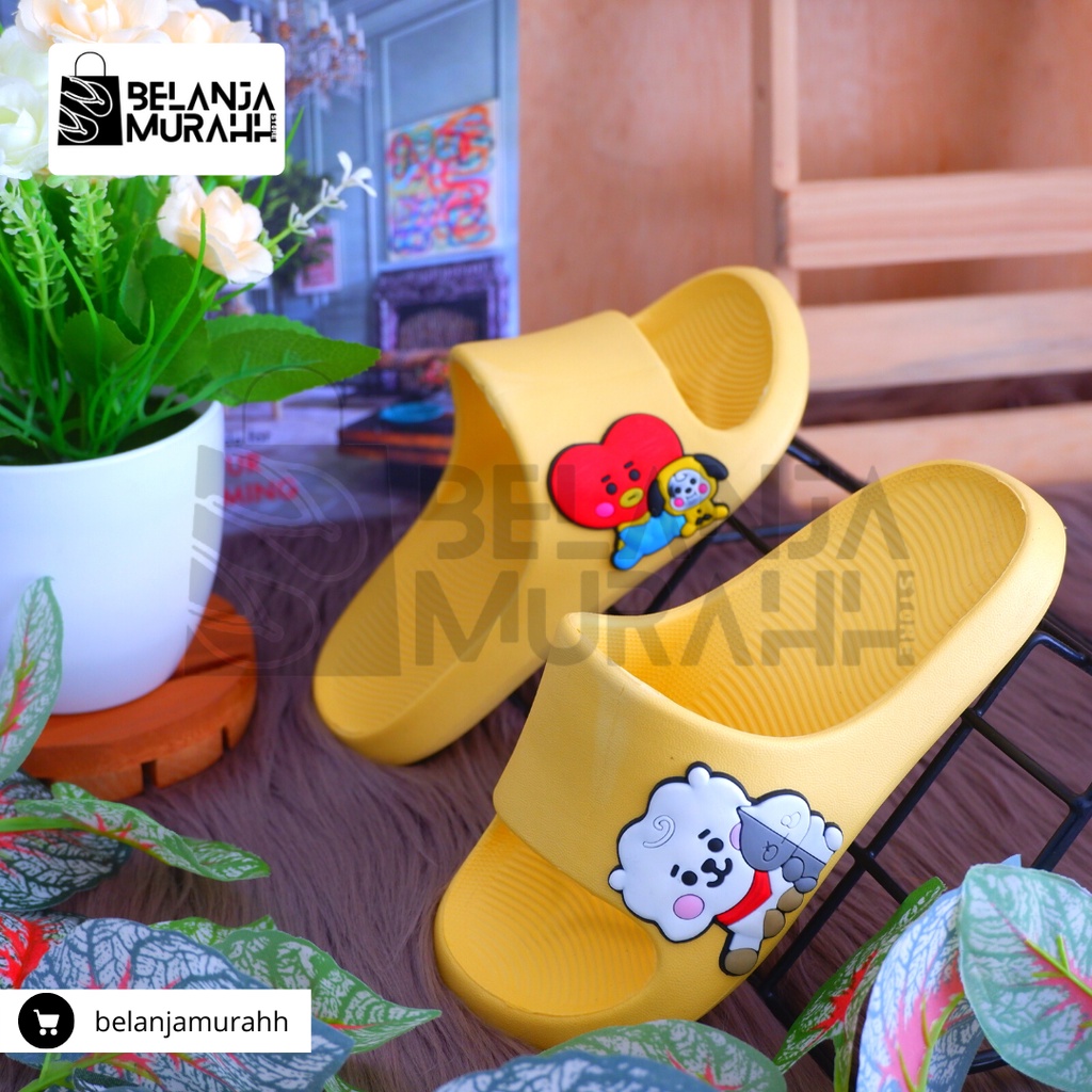 Sendal Slop Anak Anak Laki-Laki perempuan Karakter BTS lucu, Ringan Anti slip Dan tidak licin