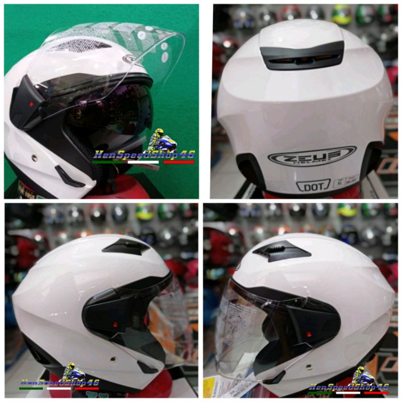 Helm Zeus ZS611 White Double Visor Z611 putih solid