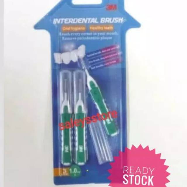 (Original) 3M Interdental Brush - Warna Green , Ukuran 1.0 mm Exp Lama Termurah