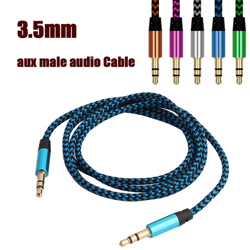 Kabel Audio Aux 3.5mm Bahan Nilon Panjang 1m Untuk Smartphone / Cd / Mp3 Player / Tv / Komputer