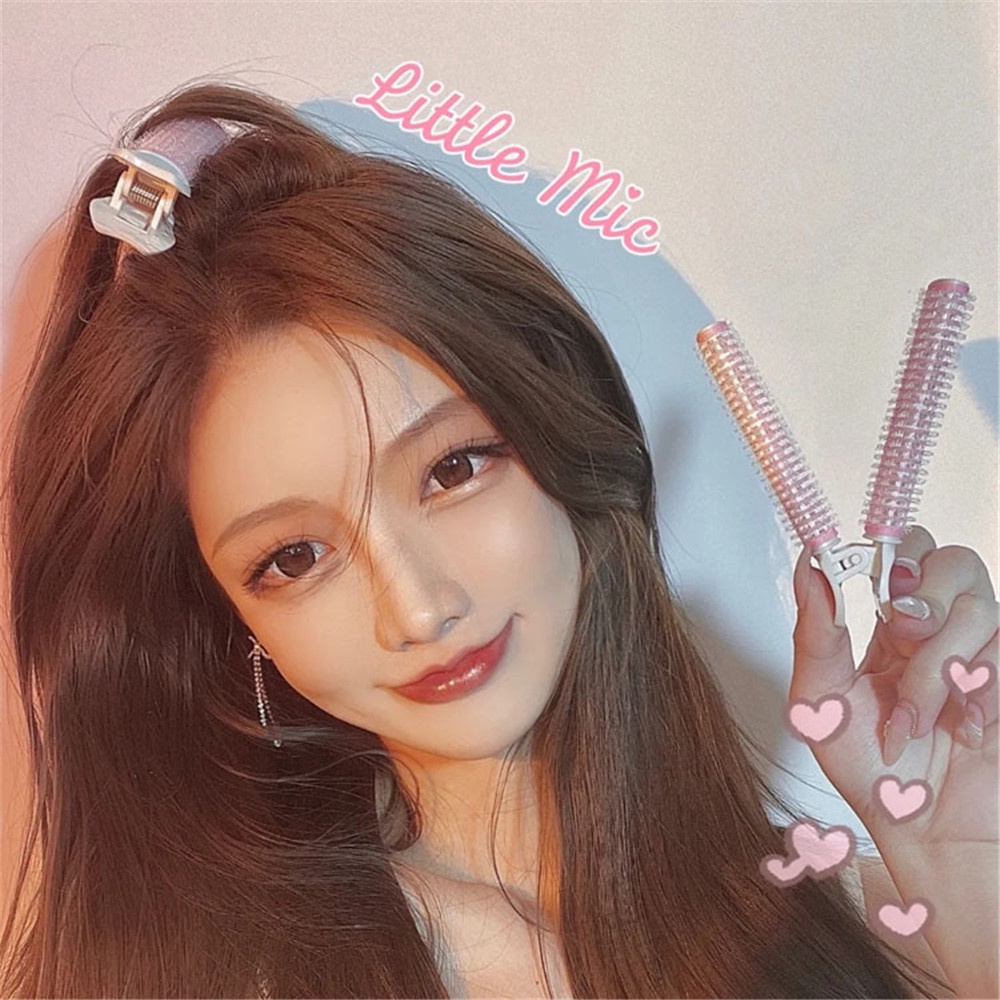 2 PCS Korea Berbulu Pemodelan Poni Tetap Curling Barrel Pink Jepit Rambut Pengeriting untuk Wanita
