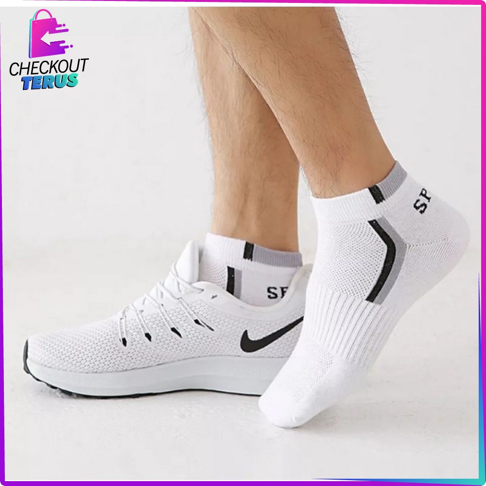 CT P256 Kaos Kaki Motif Garis Polos Kaus Kaki Sport Panjang Diatas Mata Kaki Kaoskaki Office Olahraga Fashion